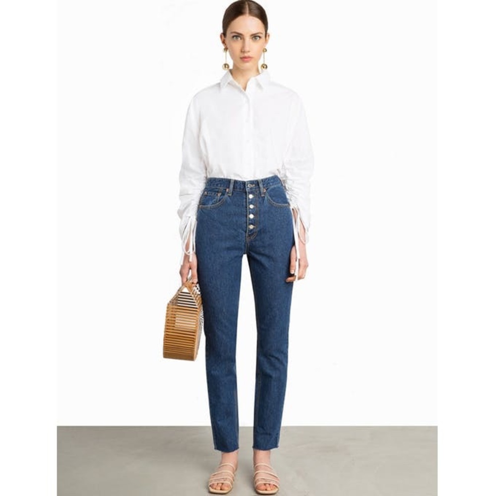 Pixie Market Blue Button Fly Jeans 25